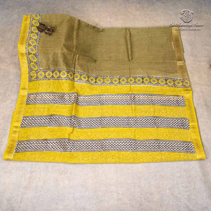 Pure Maheshwari Silk Sarees - Light Olive Green SASMS36198