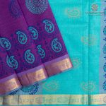 Silk Cotton Printed Sarees – Dark Violet SASSC0036294