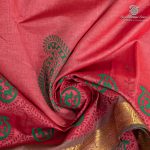 Silk Cotton Printed Sarees – Dark Coral SASSC0036295 - Image 2