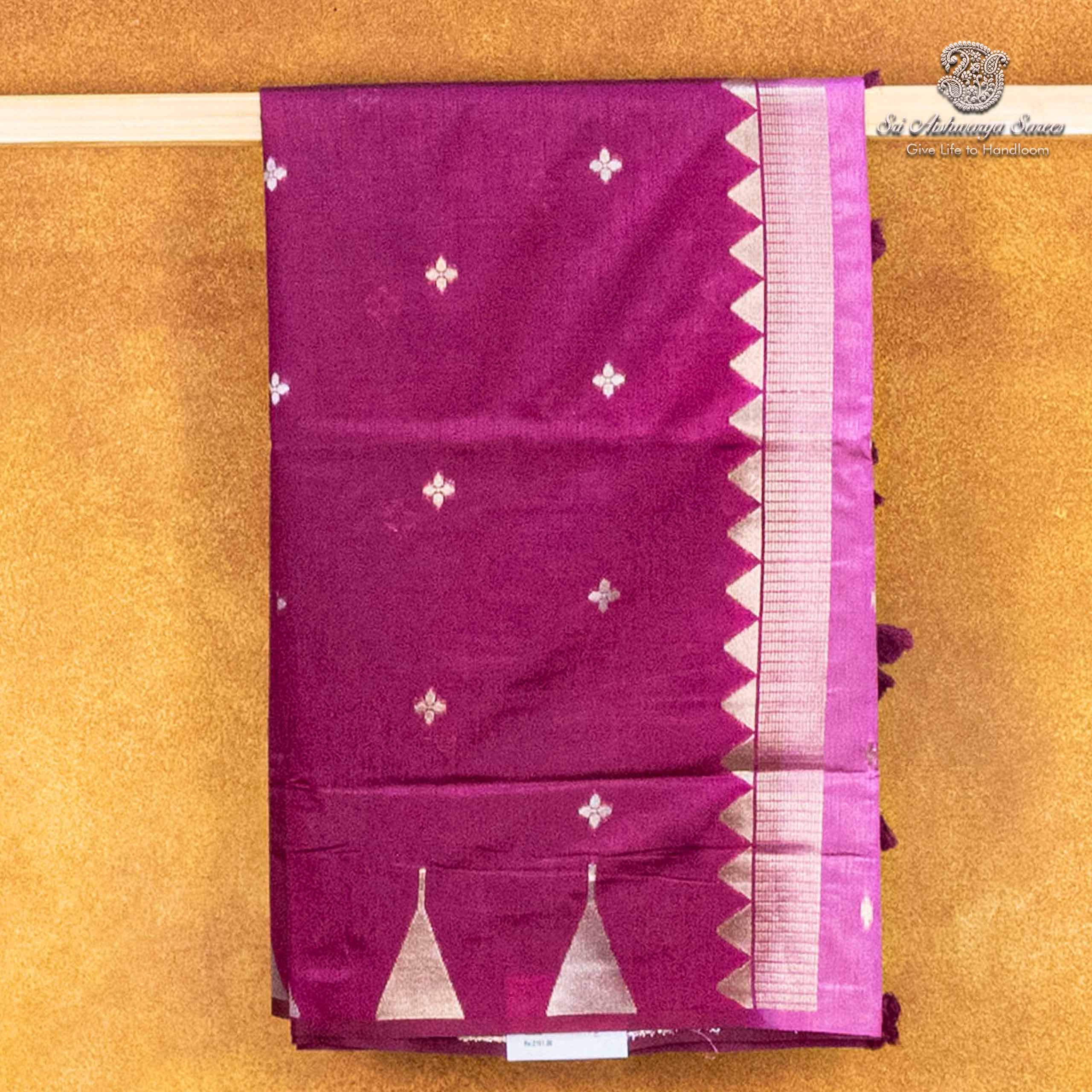 36431 Fancy Tussar Sarees - Wine Berry SASMS36431 - Image 1