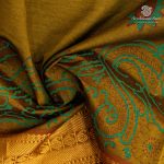 Semi Silk Cotton Printed Sarees – Olive Brown SASPC37065 - Image 2