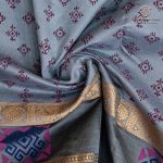 Semi Silk Cotton Printed Sarees – Blue Grey SASPC37070 - Image 2