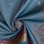 Semi Silk Cotton Printed Sarees – Blue Grey SASPC37073 - Image 2
