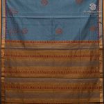 Semi Silk Cotton Printed Sarees – Blue Grey SASPC37073 - Image 4