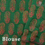 Semi Silk Cotton Printed Sarees – Dark Green SASPC37085 - Image 3