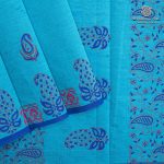 Semi Silk Cotton Printed Sarees – Light Blue SASPC37086