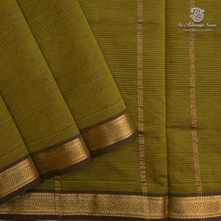 Semi Silk Cotton Sarees – Olive Brown SASPC37115