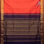 10 Yards Semi Silk Cotton Sarees – Red Orange SASPT0037176 - Image 3