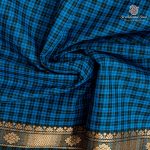 10 Yards Pure Cotton Sarees - Blue and Black SASTC0037202 - Image 2