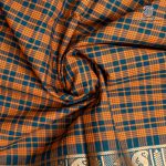 10 Yards Pure Cotton Sarees - Teal and Orange SASTC0037204 - Image 2
