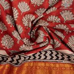 Mangalagiri Bagru Sarees - Dark Roof Terracotta SASVS37214 - Image 2