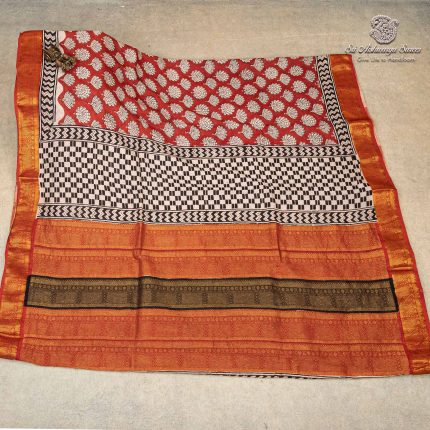Mangalagiri Bagru Sarees - Dark Roof Terracotta SASVS37214