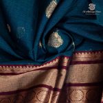 Kora Silk Cotton Sarees - Dark Teal Blue SAS0037444 - Image 2