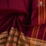 Kanchi Cotton Saree - Deep Burgundy SASC37490 - Image 2