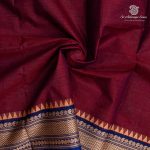 Kanchi Cotton Saree - Deep Burgundy SASC37494 - Image 2