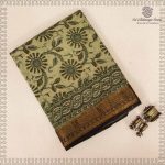 Vegan Ajrakh Saree - Pastel Green SASVS37609