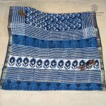 Vegan Ajrakh Saree - Dark Navy Blue SASVS37615 - Image 4