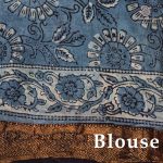 Vegan Ajrakh Saree - Bluish Beige SASVS37616 - Image 3