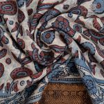 Vegan Ajrakh Saree - Bluish Beige SASVS37616 - Image 2