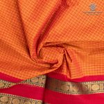 10 Yards Pure Cotton Sarees - Sunset Orange SASTC0037927 - Image 2