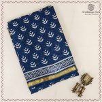 Printed Cotton Sarees - Indigo Blue SASC0037983