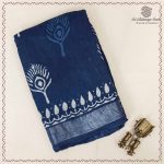 Printed Cotton Sarees - Indigo Blue SASC0038011