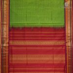 Silk Cotton Sarees Korvai – Parrot Green SAS0038101 - Image 3