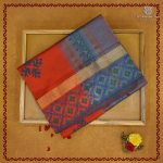Semi Silk Cotton Printed Sarees – Red Orange SASPC38272