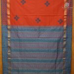 Semi Silk Cotton Printed Sarees – Red Orange SASPC38272 - Image 3