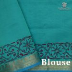 Semi Silk Cotton Printed Sarees – Dual Shade Aqua Green SASPC38293 - Image 2