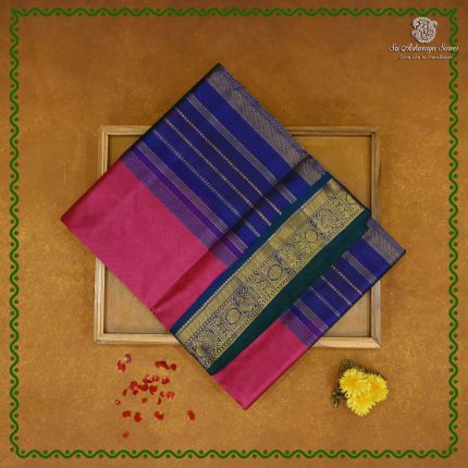 Silk Cotton Sarees Korvai – Dark Tulip Pink SAS0038465