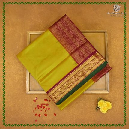 Silk Cotton Sarees Korvai – Golden Yellow SAS0038474