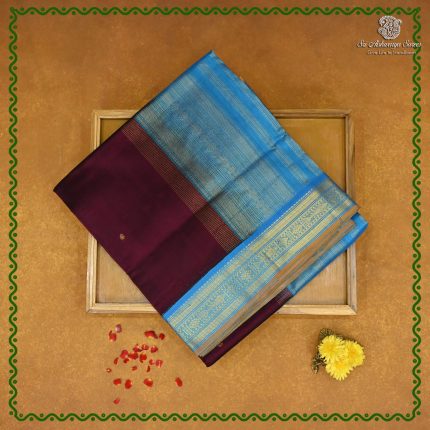 Silk Cotton Sarees Korvai – Dark Wine SAS0038475