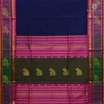 Silk Cotton Sarees Korvai – Dark Navy Blue SAS0038490 - Image 3