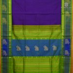 Silk Cotton Sarees Korvai – Dark Indigo SAS0038492 - Image 3