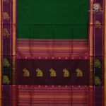 Silk Cotton Sarees Korvai – Emerald Green SAS0038493 - Image 3
