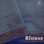 Semi Silk Cotton Printed Sarees – Grayish Blue SASPC38652 - Image 2