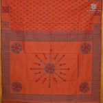 Semi Silk Cotton Printed Sarees – Red Orange SASPC38655 - Image 3
