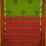 Semi Silk Cotton Printed Sarees – Parrot Green SASPC38657 - Image 3