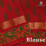 Semi Silk Cotton Printed Sarees – Parrot Green SASPC38657 - Image 2