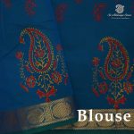 Semi Silk Cotton Printed Sarees – Dual Shade Peacock Blue SASPC38677 - Image 2