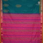 Semi Silk Cotton Printed Sarees – Teal Green SASPC38683 - Image 3