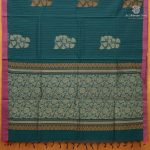 Rich Cotton Saree - Dark Teal Green SASC38855 - Image 3