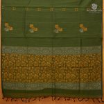 Rich Cotton Saree - Dark Army Green SASC38862 - Image 3