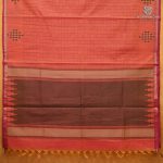 Rich Cotton Saree - Dual Shade Orange with Pink SASC38895 - Image 3