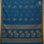 Rich Cotton Saree - Dark Teal Blue SASC38898 - Image 3