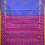 Semi Silk Cotton Printed Sarees – Purple Blue SASPC38934 - Image 2