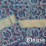 Semi Silk Cotton Printed Sarees – Dual Shade Blue SASPC38943 - Image 3