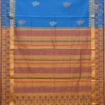 Semi Silk Cotton Printed Sarees – Dual Shade Cerulean Blue SASPC38949 - Image 2